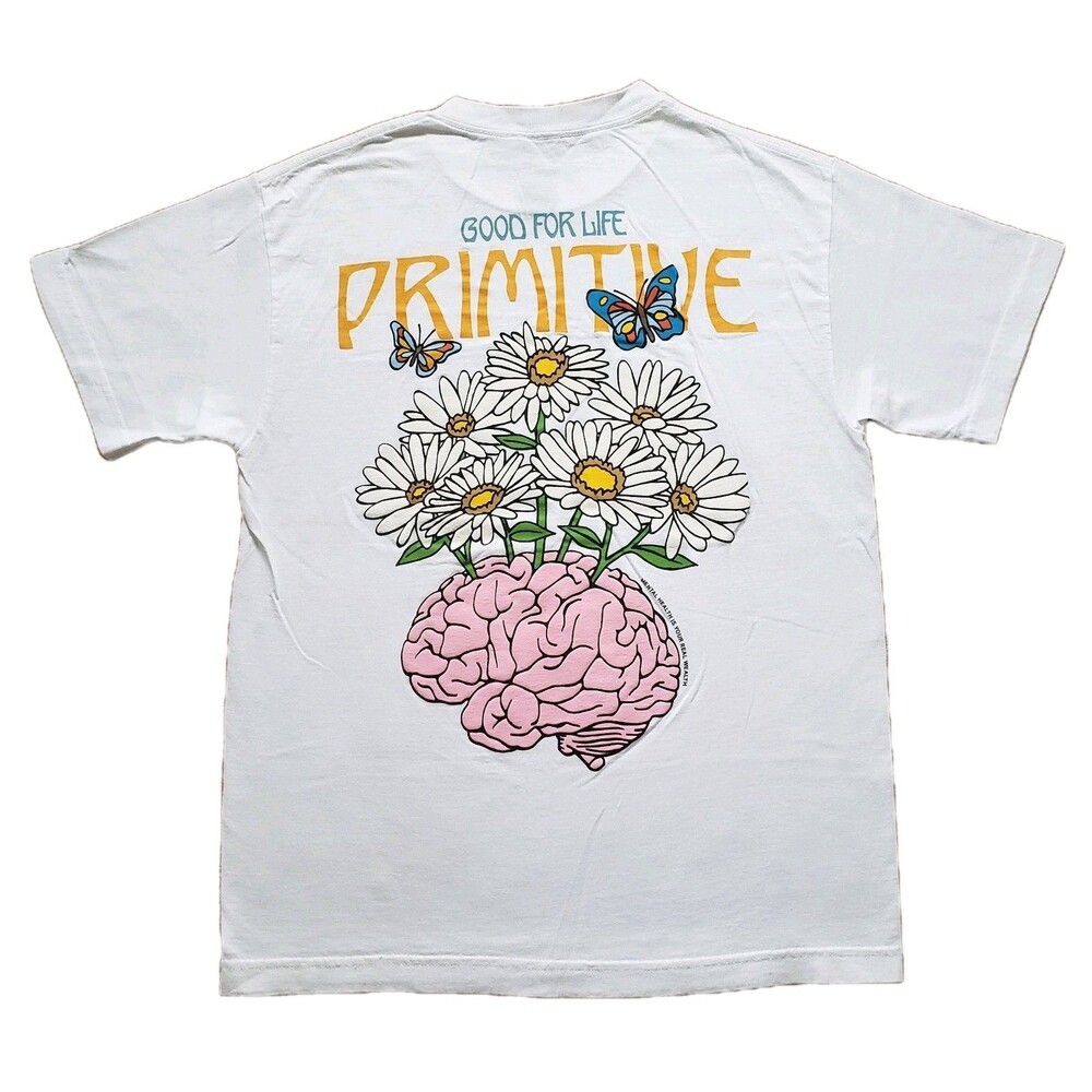 Primitive Mental Health Good For Life Sz Medium Mens Embossed Double Side Shirt
